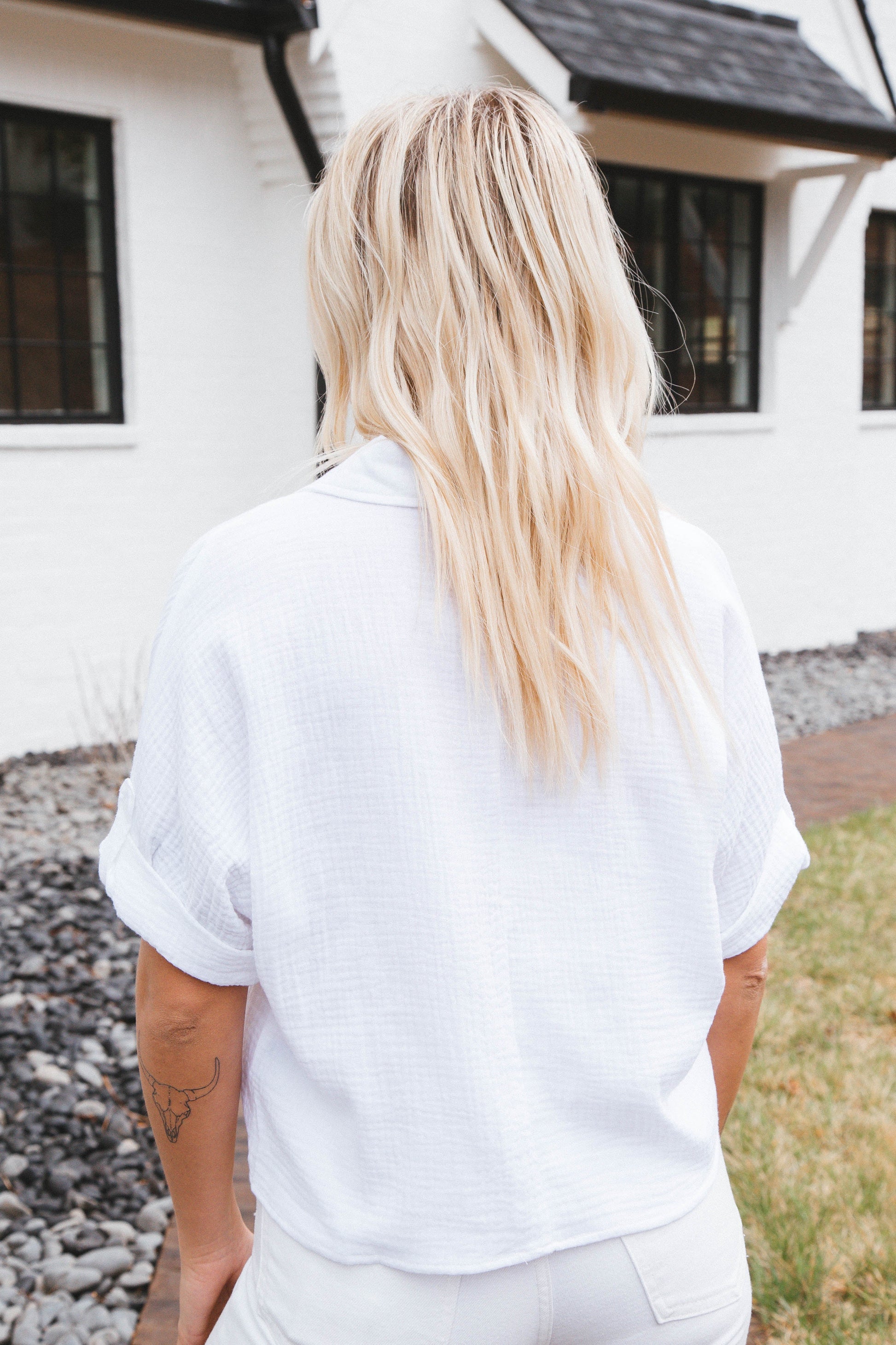 Cici Gauze Tie Hem Top, White | Velvet Heart